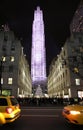 Rockefeller Center skating rink and Christmas tree by night. New York, USA Royalty Free Stock Photo