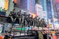 Rockefeller Center Workers Having Lunch Iron Statue. Metal Sculpture in Times Square, Manhattan, New York City Royalty Free Stock Photo