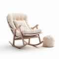 Softly Organic Rocking Chair 3d Render With Beige Ottoman
