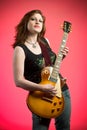 Rocker Girl Musician Electric Guitar Player Royalty Free Stock Photo
