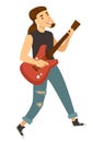 Rocker guitar player or musician isolated male character