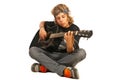 Rocker teen with acoustic guitar Royalty Free Stock Photo