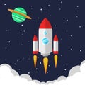 Flying rocket with turbo ready for the moon Royalty Free Stock Photo