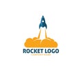 Rocket advance technology launching logo design Royalty Free Stock Photo