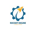 Rocket advance technology launching logo design Royalty Free Stock Photo