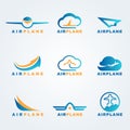 Rocket and air plane logo vector set design Royalty Free Stock Photo