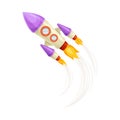 Rocket as Spacecraft with Engine Exhaust Flying in Space Vector Illustration Royalty Free Stock Photo