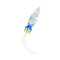 Rocket as Spacecraft with Engine Exhaust Flying in Space Vector Illustration