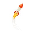 Rocket as Spacecraft with Engine Exhaust Flying in Space Vector Illustration Royalty Free Stock Photo