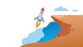 Rocket Ascending from Coastal Cliff, vector design Generative AI Royalty Free Stock Photo
