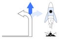 Rocket Launching Upward with Diverging Arrows Reflecting Strategic Choices and Growth Royalty Free Stock Photo