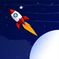 Rocket back from moon illustration