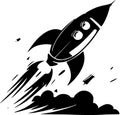 Rocket - black and white isolated icon - vector illustration Royalty Free Stock Photo