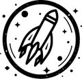 Rocket - black and white isolated icon - vector illustration Royalty Free Stock Photo