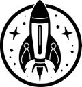 Rocket - black and white isolated icon - vector illustration Royalty Free Stock Photo
