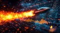Market Launch Rocket Soaring Through Data Royalty Free Stock Photo