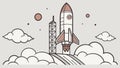 Rocket Blasting Off into Space, Scientific Exploration Launch, vector design Generative AI Royalty Free Stock Photo