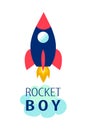 Rocket boy slogan and space vector Royalty Free Stock Photo