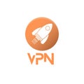 rocket circle with VPN and VPN writing symbols icon. VPN protects security concept. Logo design template elements Royalty Free Stock Photo