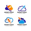 Rocket cloud logo design template
