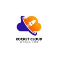 rocket cloud logo design template. cloud tech logo design template