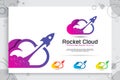 Rocket cloud vector logo with colorful and simple style, illustration cloud and rocket as a symbol icon of digital template