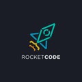 Rocket coding logo icon, programmer logo vector, web development logo icon vector template