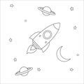 Rocket Outline Good For Coloring Book