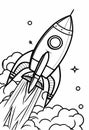 Rocket Coloring Page created with Generative AI Technology