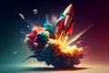 rocket with colourful splash