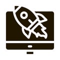 rocket computer control icon Vector Glyph Illustration