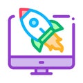 Rocket computer control icon vector outline illustration