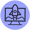 Rocket computer startup icon in Filled outline style
