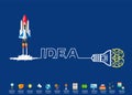 Rocket with creative lamp and brain idea  new year business - modern Idea and concept illustration flat vector. Royalty Free Stock Photo