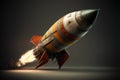 Rocket on dark background, 3d render. Space exploration concept.
