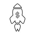 Rocket Dollar Icon In Line Style