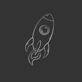 Rocket in doodle style, vector illustration. Icon space for print and design. Sketch spaceship hand drawn, isolated