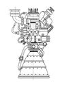 Rocket engine design. It can be used as an illustration for the high-tech, engineering development and research.
