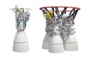 Rocket engines, engine with two nozzles and engine with four nozzles. Isolated on white backgroung. Royalty Free Stock Photo