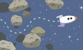 Rocket Finds Path Through Asteroids