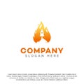 Rocket fire negative space vector logo concept design template isolated on white background. Fire and airplane logo combination Royalty Free Stock Photo