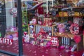 A Rocket Fizz Soda Pop and Candy Shop with candy and gifts in the window in the Marietta Square in Marietta Georgia