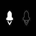 Rocket with flame in flying Spaceship launching Space exploration War weapon concept icon outline set white color vector Royalty Free Stock Photo