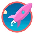 The rocket flies into space . icon Royalty Free Stock Photo