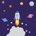 The rocket flies to the moon. Solar system, space Royalty Free Stock Photo