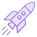 Rocket in flight flat icon. Launch violet icons in trendy flat style. Shuttle gradient style design, designed for web