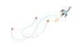 Rocket Flight Path Icon, Trajectory and Goal Setting, vector design Generative AI Royalty Free Stock Photo