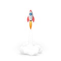 Rocket fly. Business idea start up concept. Vector illustration isolated on white Royalty Free Stock Photo