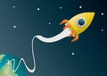 Rocket flying in space. Vector illustration decorative design Royalty Free Stock Photo