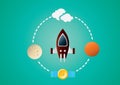 Rocket flying in space. Vector illustration decorative design Royalty Free Stock Photo